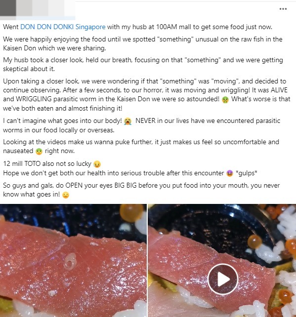 食客吃到最後兩片刺身發現透明寄生在蟲蠕動 食客吃到最後兩片刺身發現透明寄生在蟲蠕動