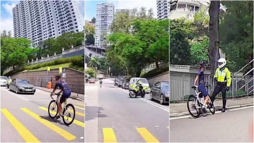 車Cam直擊｜淺水灣道單車手衝燈 交通警當場斷正 網民：呢次要讚阿Sir