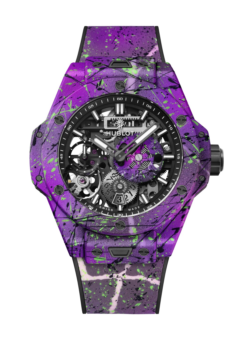 Hublot Big Bang Meca-10 Street Art Magic City,表壳:44mm混凝土复合材质/ 机芯:HUB1201手上链/ 限量:10枚/ 售价:57,500美元。 Hublot Big Bang Meca-10 Street Art Magic City,表壳:44mm混凝土复合材质/ 机芯:HUB1201手上链/ 限量:10枚/ 售价:57,500美元。