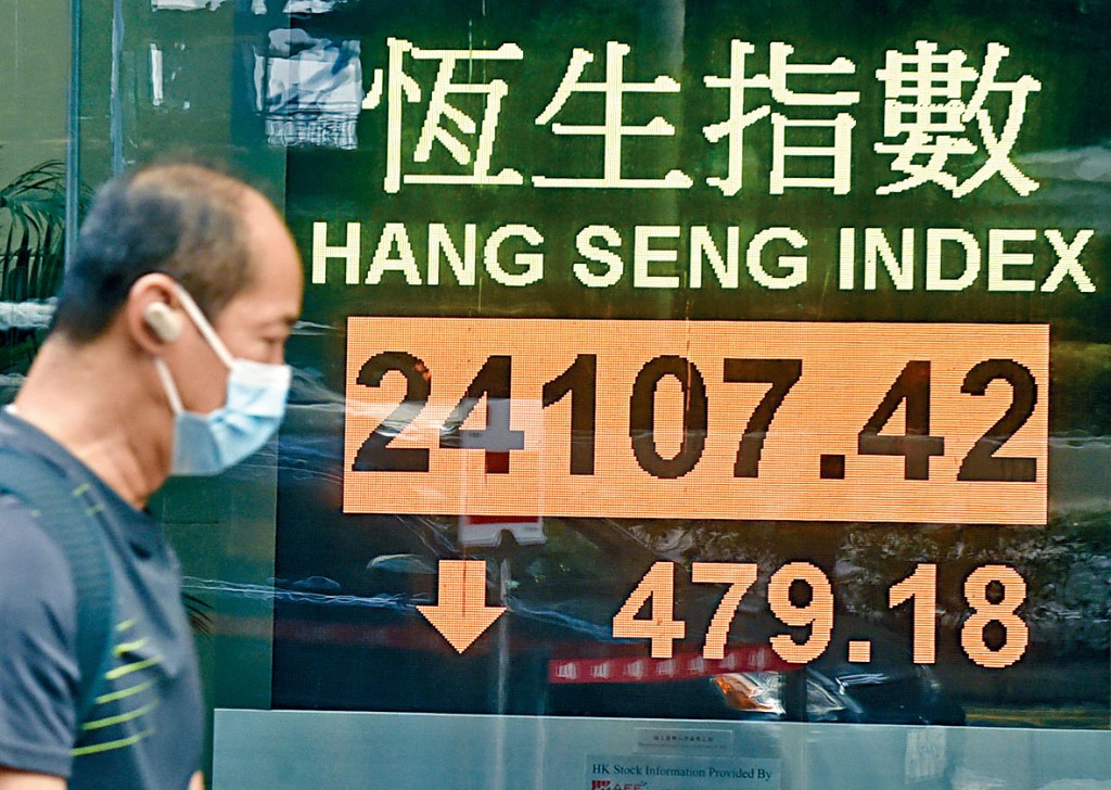 恒指上周五以24107點告別十月份，單日跌幅近500點。