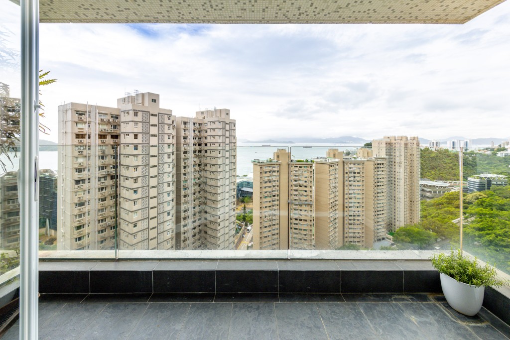 站于露台，可望屋苑前排单位及饱览西博寮海峡景致。