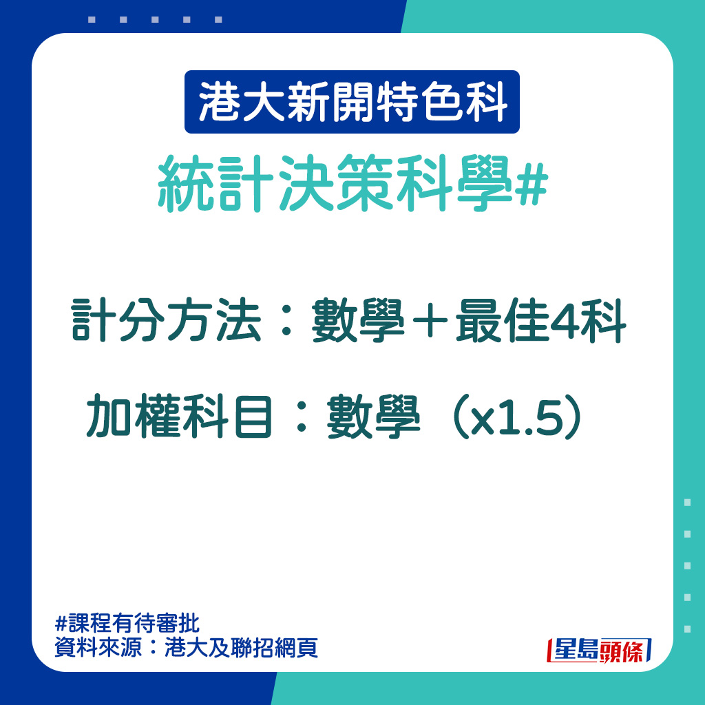 港大新開特色科｜統計決策科學的計分方法。