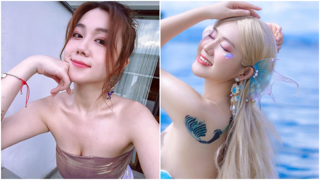 白雲扮美人魚超性感晒纖腰加白滑大腿 傲人上圍逼爆衫視覺震撼