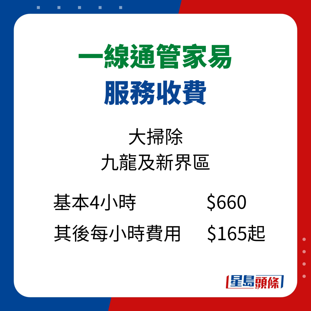 长者安居协会 一线通管家易服务收费｜大扫除 九龙及新界区