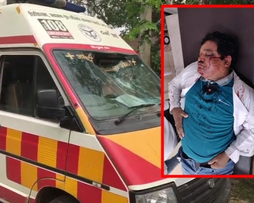 救護車被破壞,醫生亦被襲擊到頭破血流。網圖