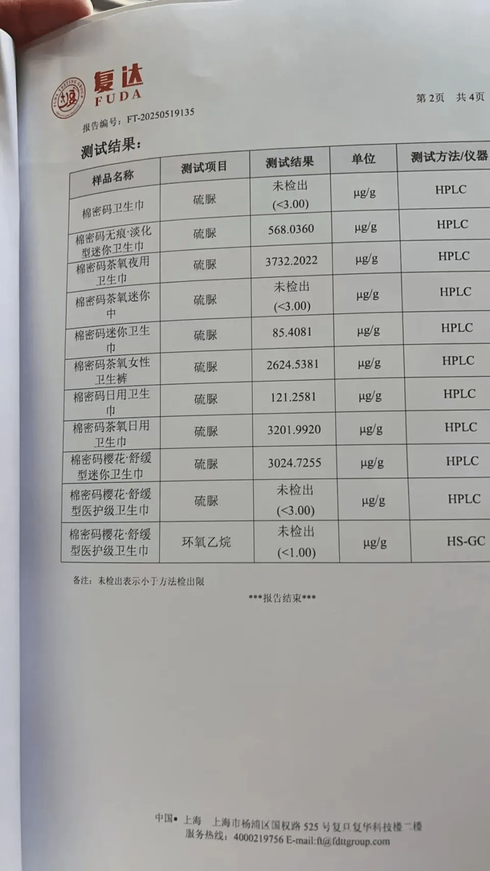 今年5月,第一批消費者集中送檢「棉密碼」衛生巾,結果顯示,10份樣品中有7份檢出硫尿。 今年5月,第一批消費者集中送檢「棉密碼」衛生巾,結果顯示,10份樣品中有7份檢出硫尿。