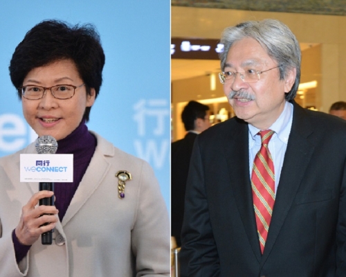 曾俊華(右)拒評案件、林鄭(左)稱尊重法庭裁決。