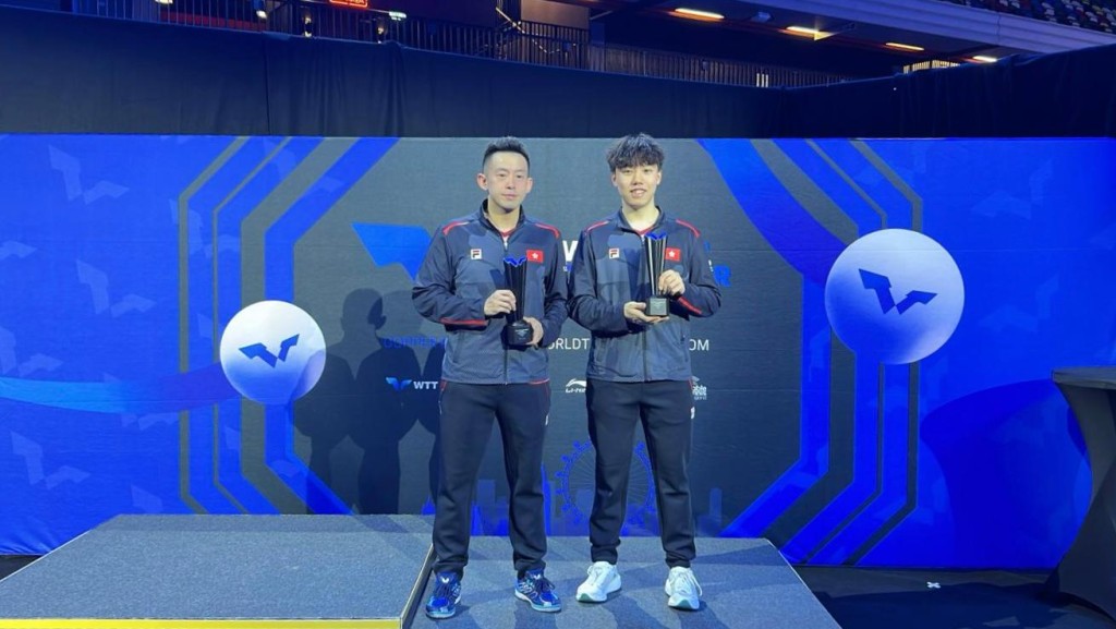 黃鎮廷、陳顥樺奪男雙亞軍。乒乓球總會圖