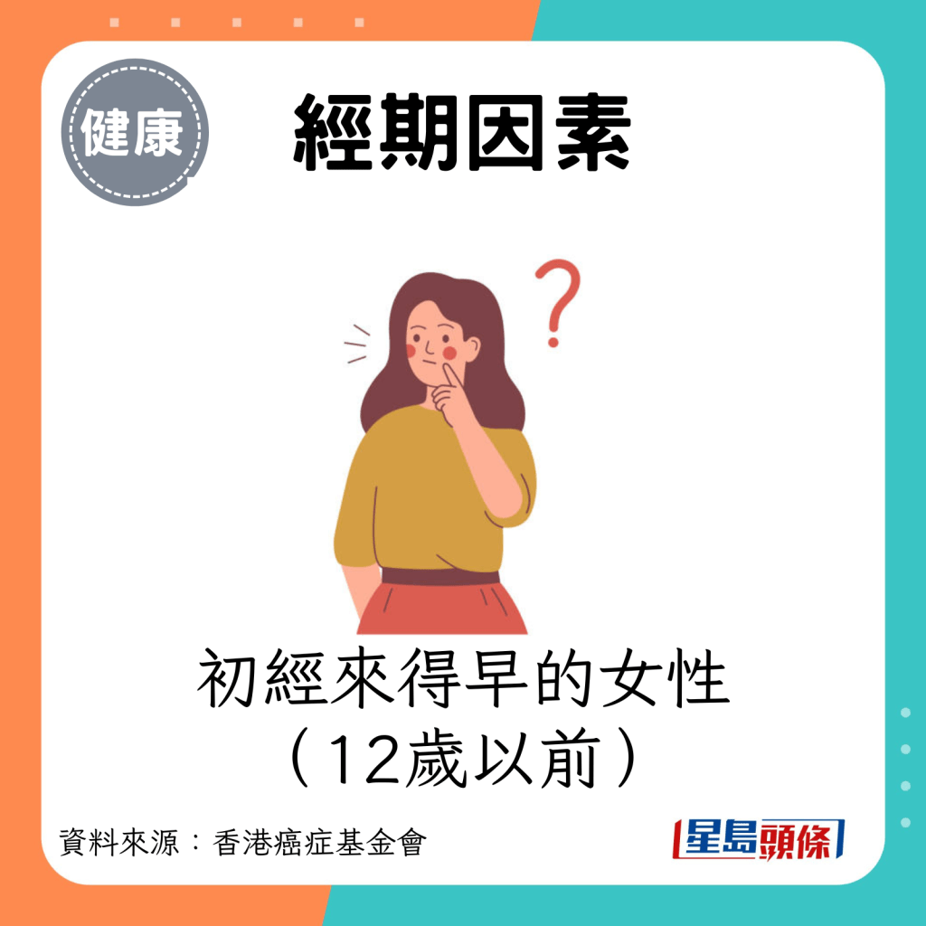 初经来得早（12岁以前）的女性。