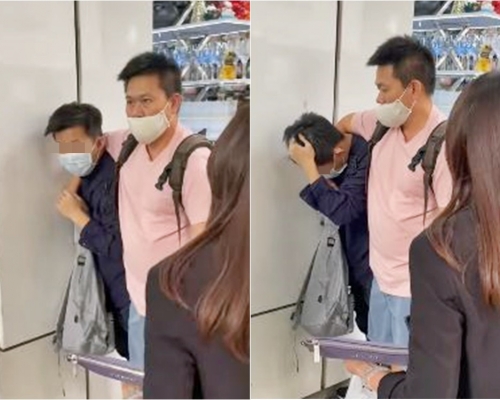 尖沙嘴男子疑偷拍裙底被市民捉住。FB群組「香港突發事故報料區」BobbyLam影片截圖