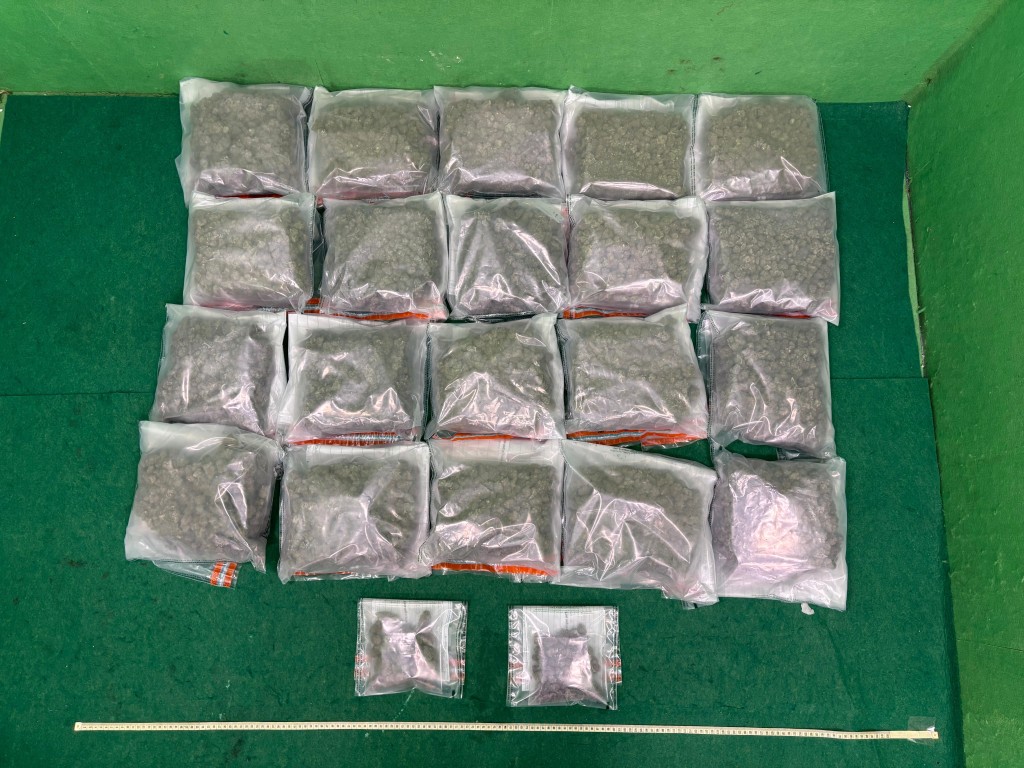 第二宗案件中檢獲的懷疑大麻花。政府新聞處圖片 第二宗案件中檢獲的懷疑大麻花。政府新聞處圖片