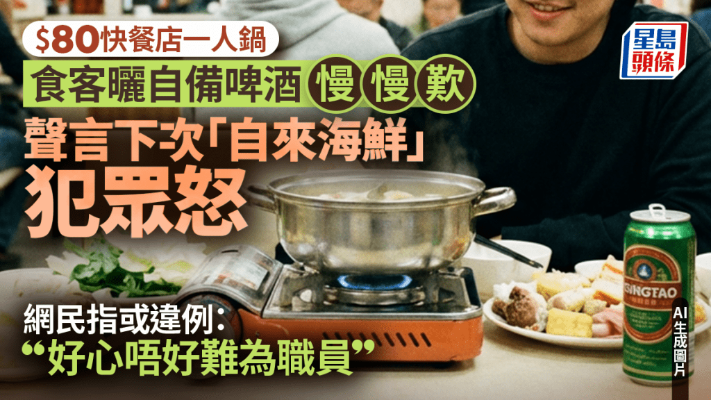 自備啤酒歎連鎖快餐店一人鍋！？食客聲言下次再帶海鮮遭圍剿 網民指或違例：好心唔好難為職員