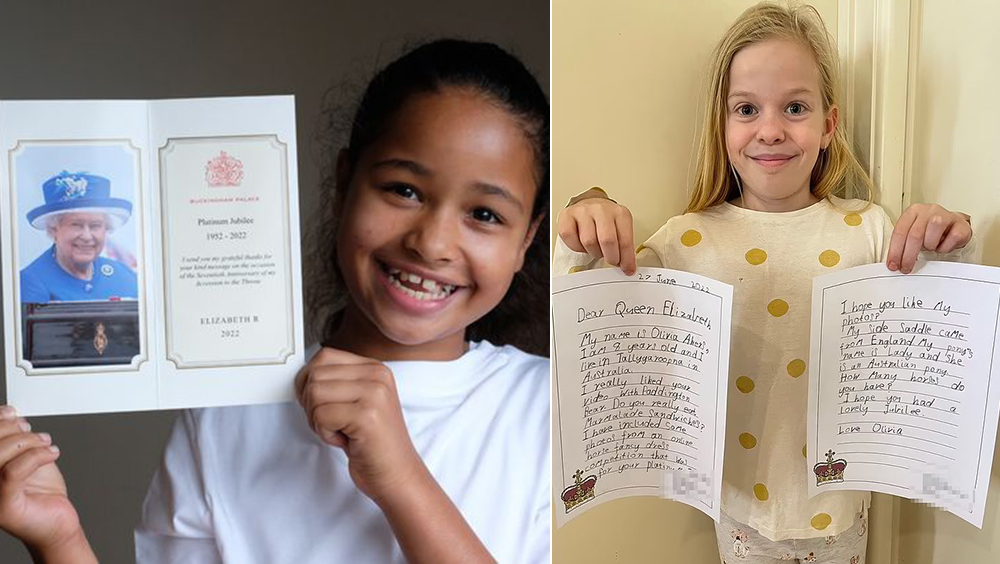 英國及澳洲女孩分別收到英女皇生前最後一批回信，均表示非常感動。