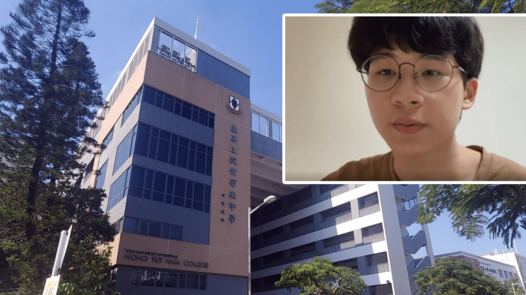 東華三院黃笏南中學中五學生林澤駿向平機會投訴學校要求他的剪短頭髮。資料圖片