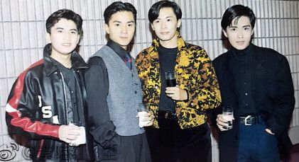 陆家俊(左起)、郑伊健、何宝生及郑梓浩同系91年乐坛小将。