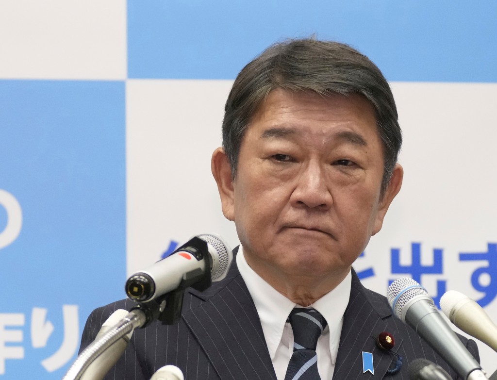 自民黨前幹事長茂木敏充已登記參選。美聯社 自民黨前幹事長茂木敏充已登記參選。美聯社