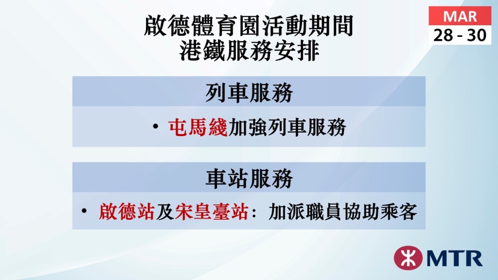 屯馬線會加密班次，並會在離場時安排空載列車應付加班。