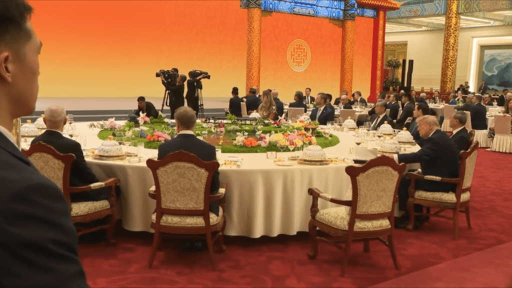 特朗普很快便將文件夾合上。 Youtube / The White House 特朗普很快便將文件夾合上。 Youtube / The White House