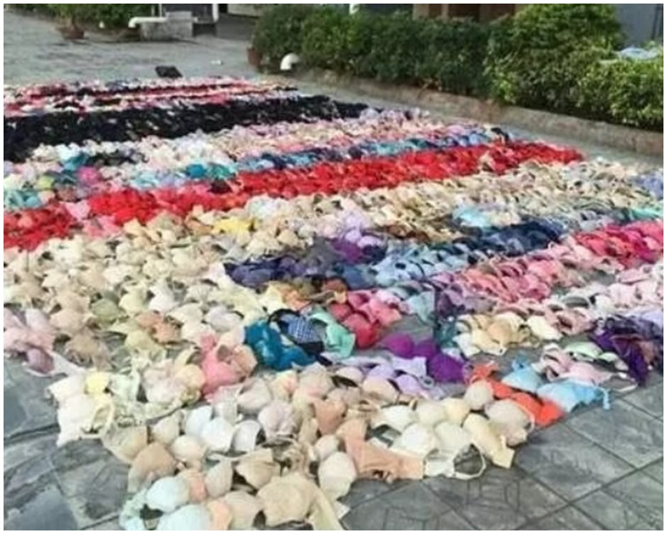经清点,该男子偷来的内衣多达2000余件。网图