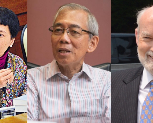 34名联署发起人，包括前高官俞宗怡(左)、王永平(中)、苗学礼(右)。 资料图片
