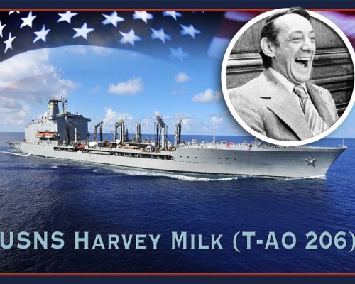 聖迭戈舉行一項儀式將一艘軍艦命名為USNS Harvey Milk。(小圖為Harvey Milk)U.S. Navy及AP資料圖片