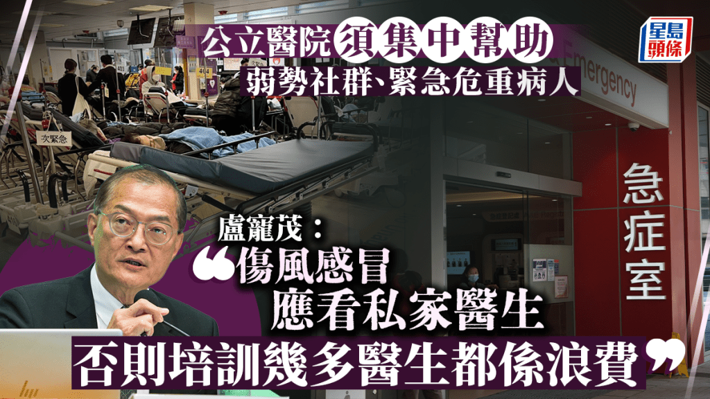 醫療改革︱盧寵茂：公立醫院集中助基層及突發危重病人 弱勢社群可獲更多資助