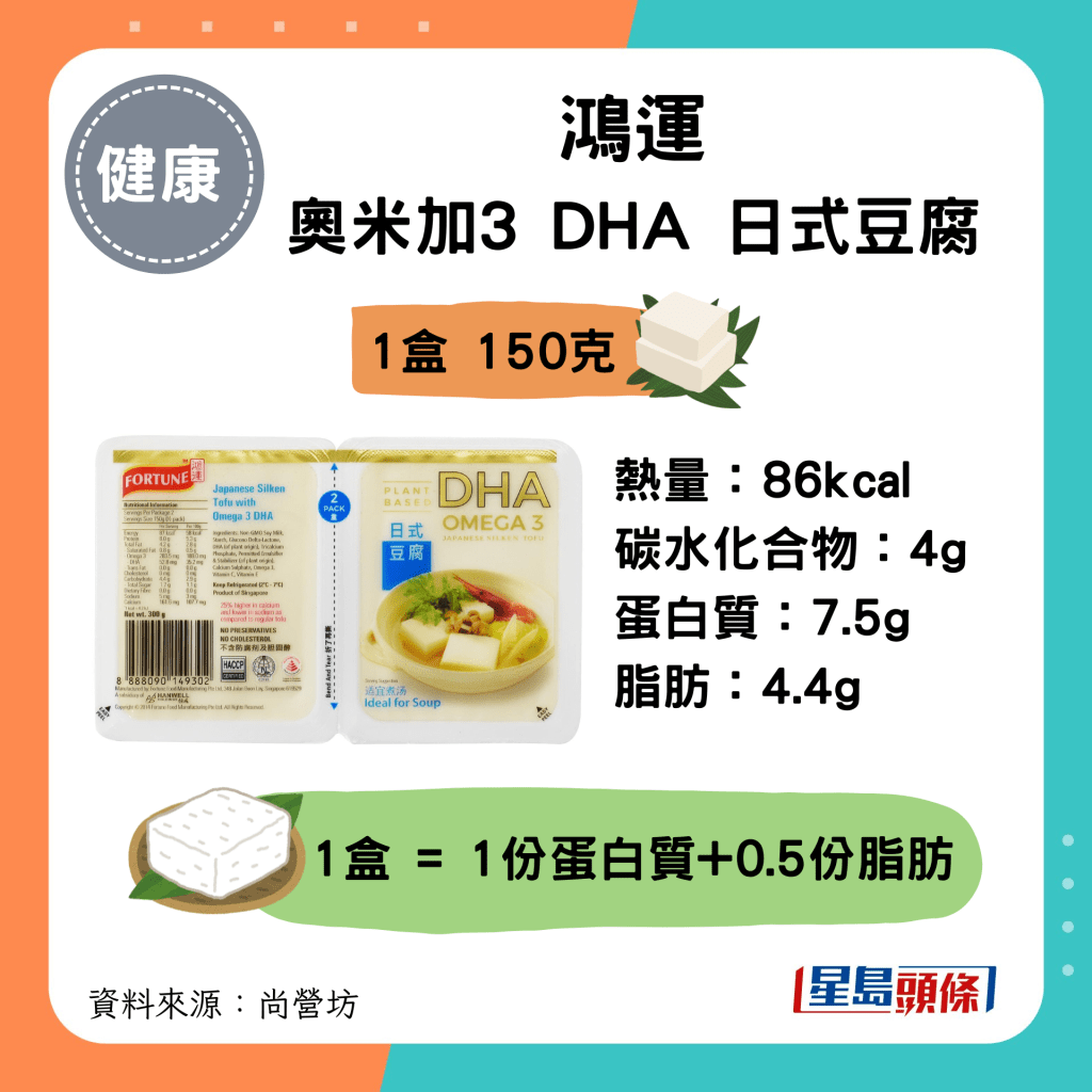 鸿运奥米加3 DHA 日式豆腐：86kcal