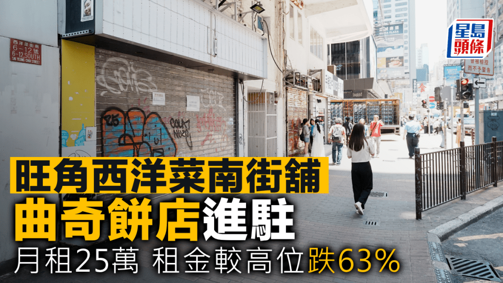 旺角西洋菜南街舖 曲奇餅店進駐 月租25萬 租金較高位跌63%