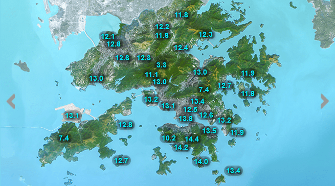 今日录得最低气温13.8℃。天文台网站撷图