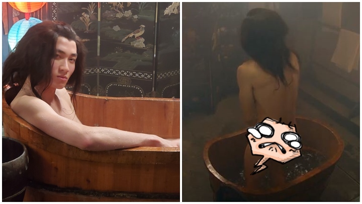 在昨晚一集中,周嘉洛犧牲色相全裸露股演出。