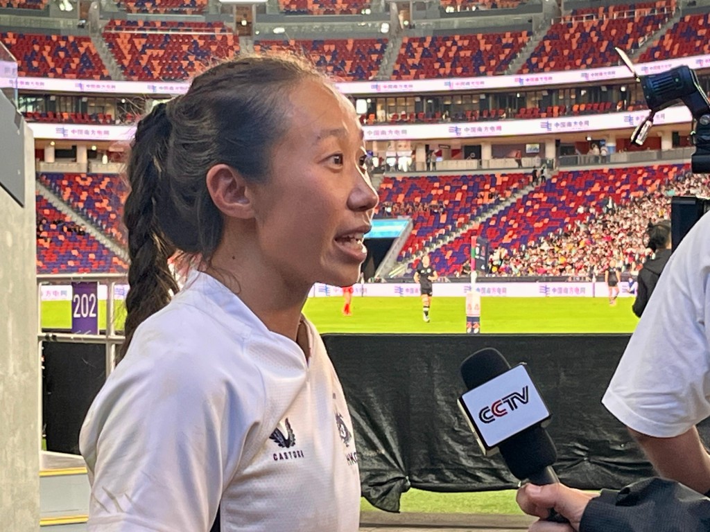 庄嘉欣今仗有2次达阵。星岛图片