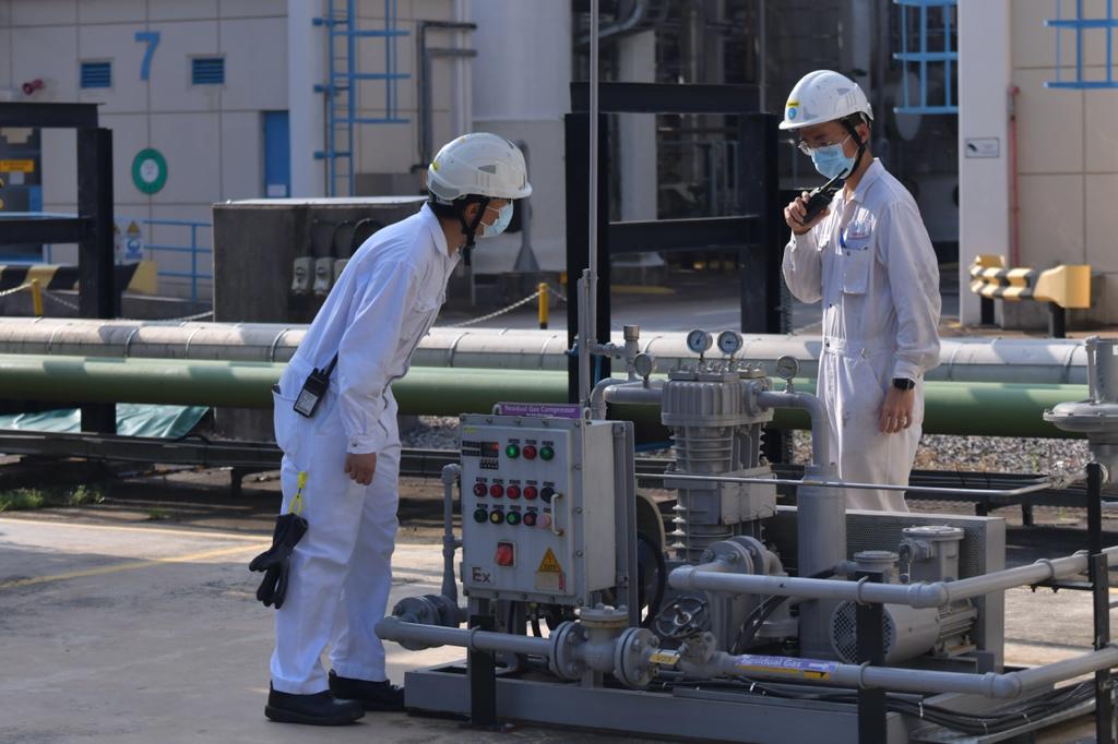 煤气公司于大埔煤气厂设置供氢设施。陈极彰摄