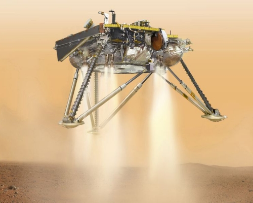洞察號登陸火星的構想圖。NASA