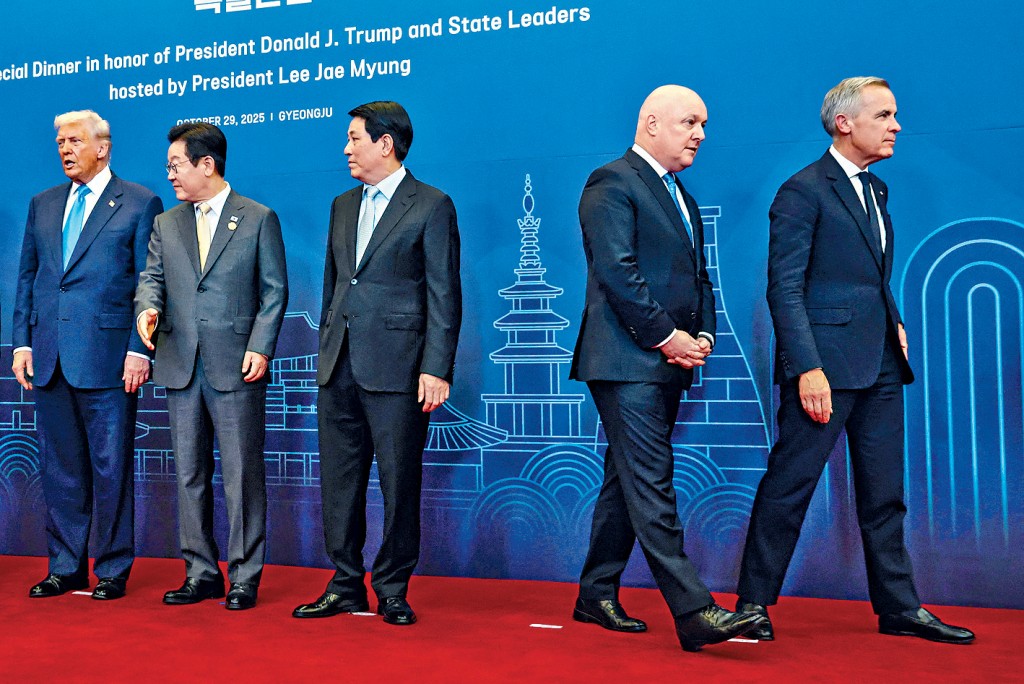 南韓總統李在明周三款待多國元首,特朗普與卡尼也同場。