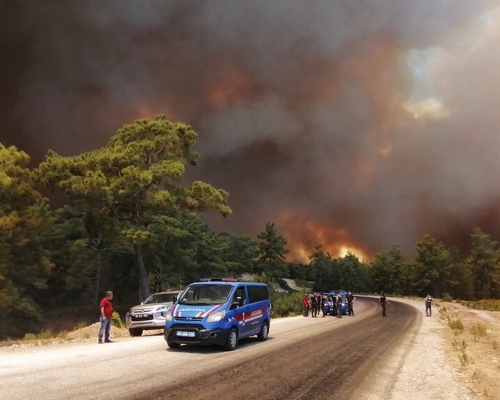 土耳其南部發生山林大火，至少數十人受傷。AP圖