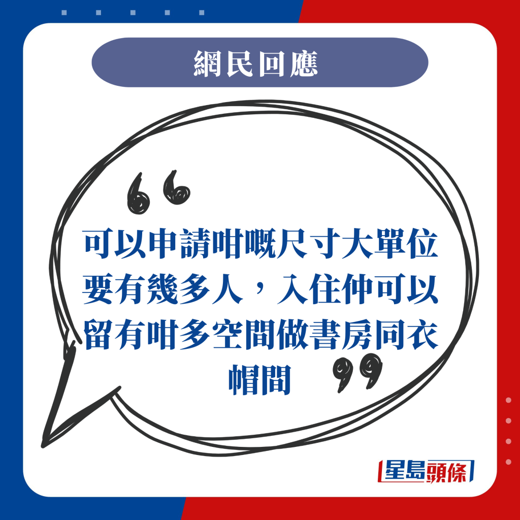 可以申請咁嘅尺寸大單位要有幾多人，入住仲可以留有咁多空間做書房同衣帽間