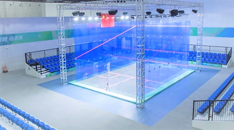 今屆亞運壁球賽，全部都在玻璃場上演。 