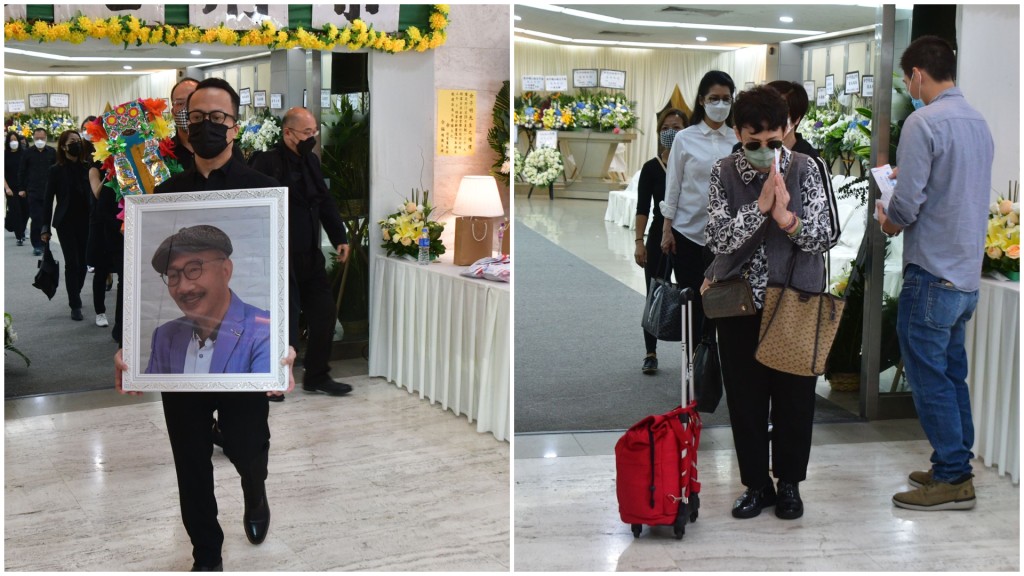 余子明設靈丨余子明今辭靈出殯 遺孀馮素雲神情哀傷送最後一程