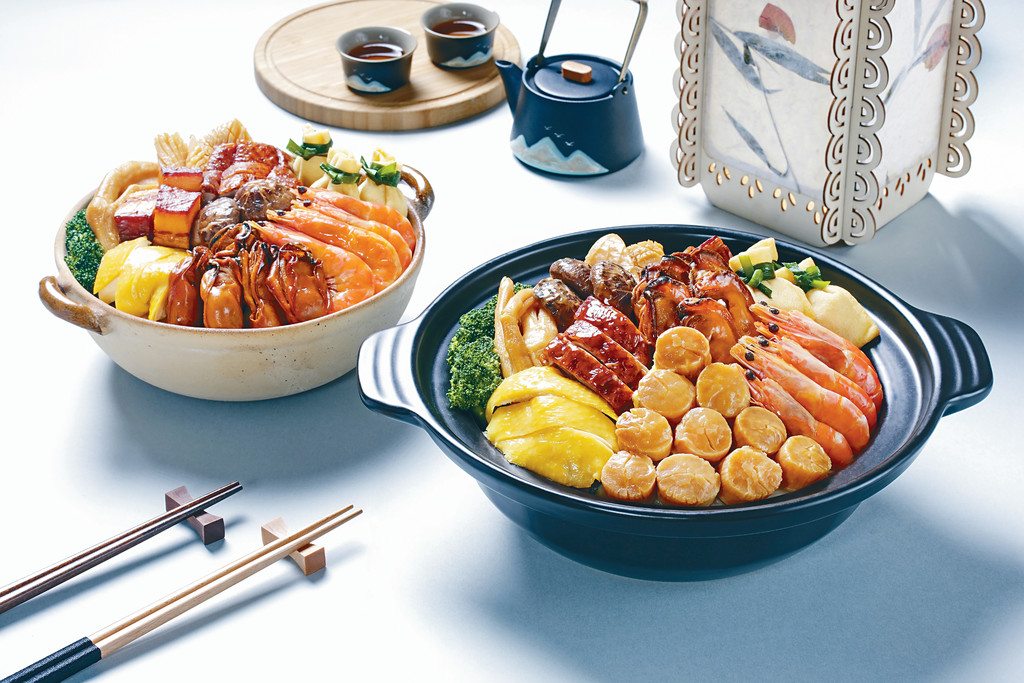 ■（左起）福袋燒味盆菜$608、瑤柱福袋燒味大盆菜$758
