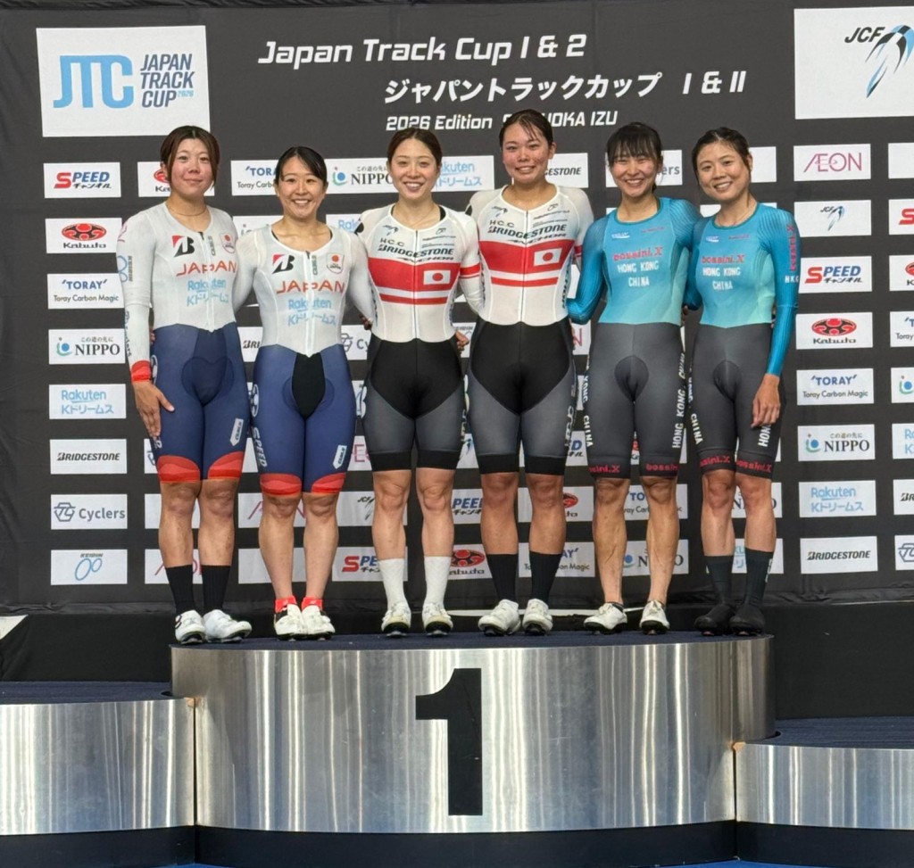 Ceci跟梁颖仪（右一）合作的麦迪逊取得铜牌。Japan Cycling Federation