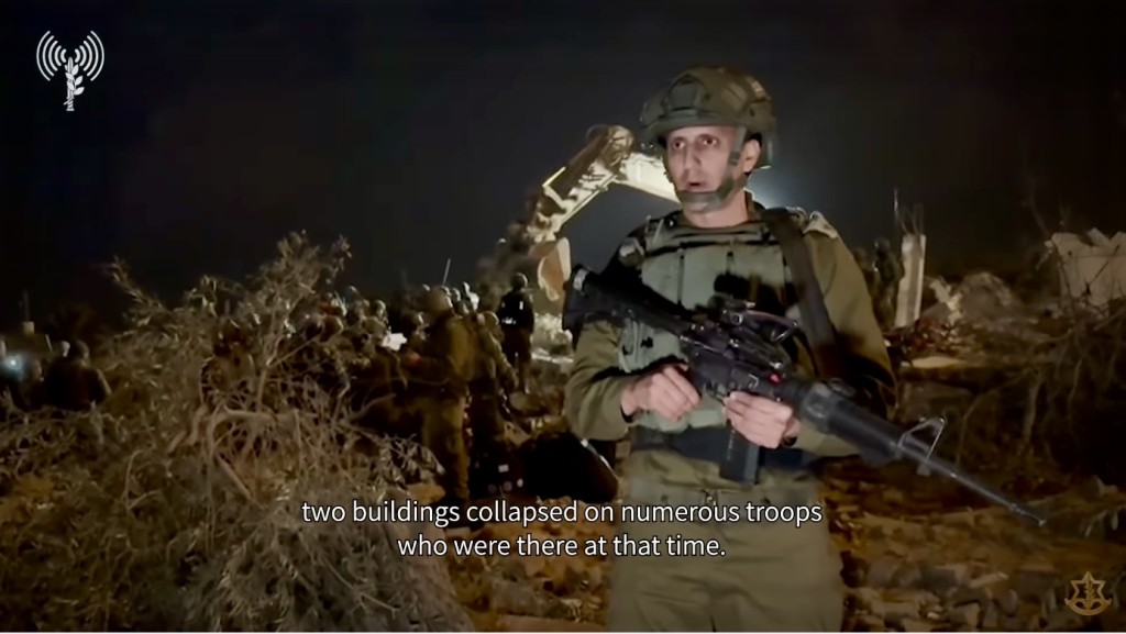 搜救隊隊長埃德里（Elad Edri）說有士兵被埋在大樓瓦礫下。以色列國防部