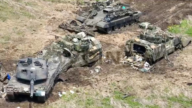 網傳大量西方的坦克、裝甲車在俄烏戰場被擊毀。