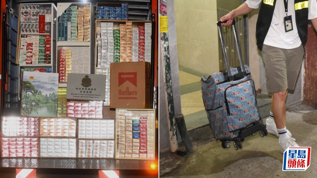 大角嘴私煙販用「買餸車」扮街坊 海關拘69歲婦檢百萬元貨。黃文威攝