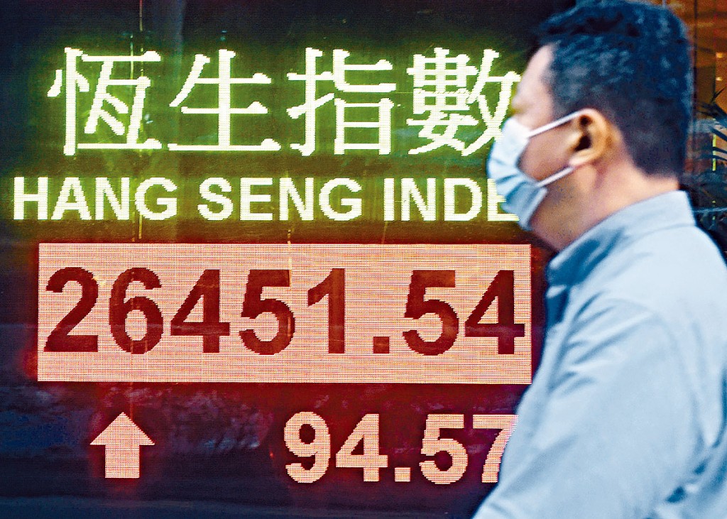 恒指上周五收報26451點。分析料恒指本周在25500至26500點上落。