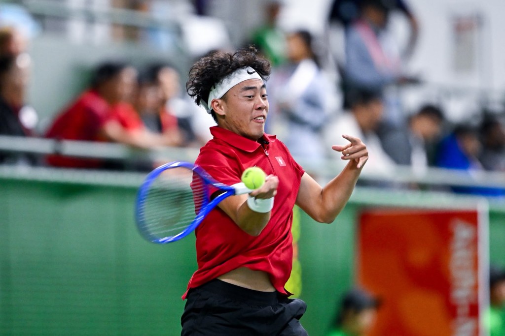黃澤林亞運首戰輕鬆取勝。劉駿軒攝 黃澤林亞運首戰輕鬆取勝。劉駿軒攝