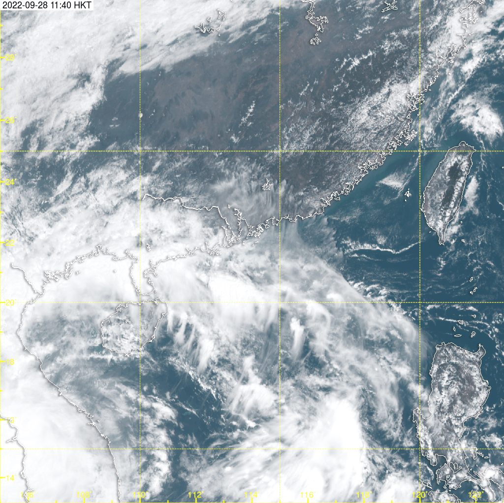 內地中央氣象台預測，其中一個熱帶氣旋將於10月1至2日給南海海域及華南沿海將有較大風雨天氣。天文台圖片