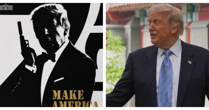 白宮官方近日發布「特朗普版007」風格圖片，引發全球熱議。X@WhiteHouse/美聯社