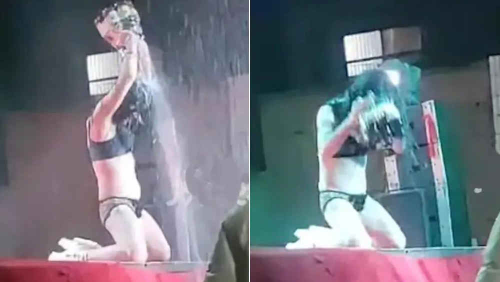河南有女子進村表演,被指衣著暴露,跪地往身上倒啤酒,台下卻有小孩觀看,似乎不太恰當。