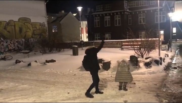 羅嘉良童心未泯，向女兒掟雪。