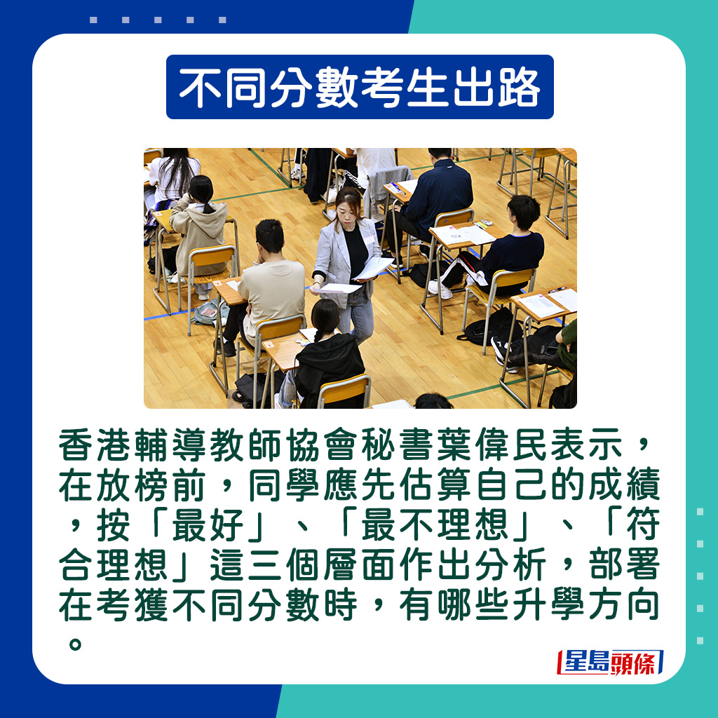 香港輔導教師協會秘書葉偉民分析不同分數考生出路。